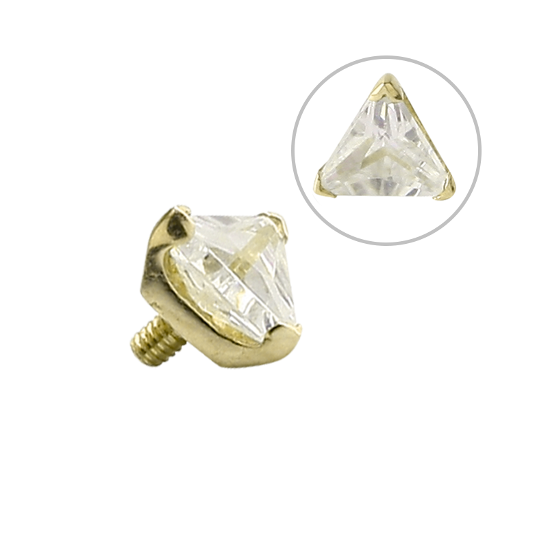 14K Gold Prong Set Triangle Jewelled Attachment (For 1.6 Internally Threaded Jewelry) Sfere e Componenti