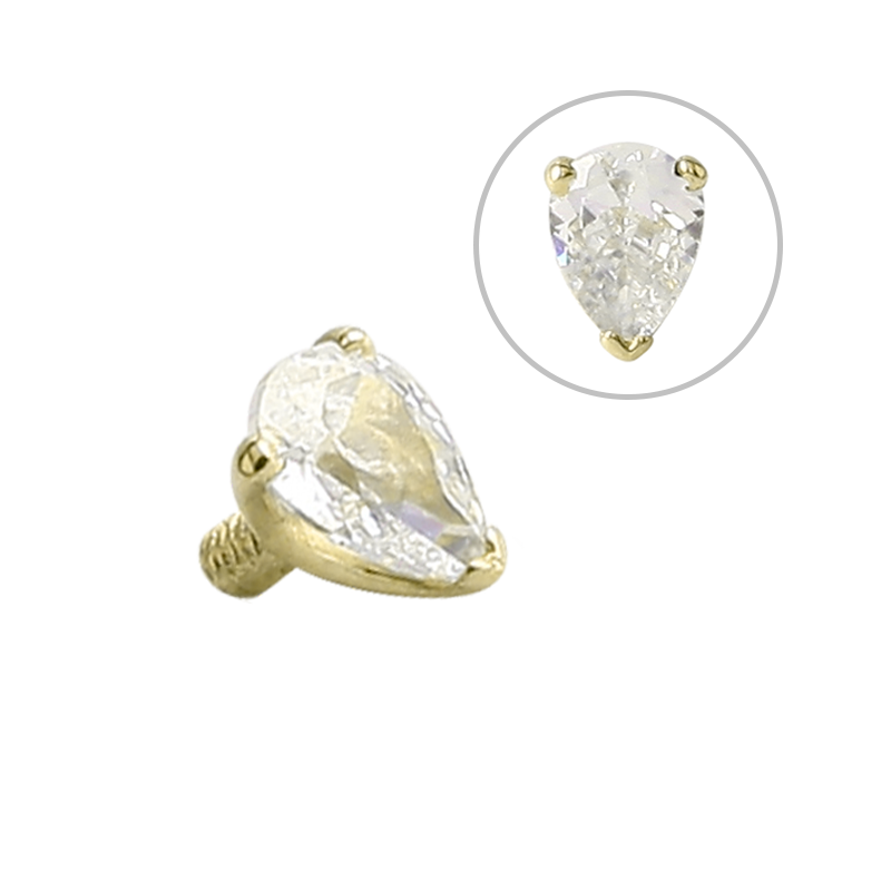 14K Gold Prong Set Teardrop Jewelled Attachment (For 1.6 Internally Threaded Jewelry) Sfere e Componenti
