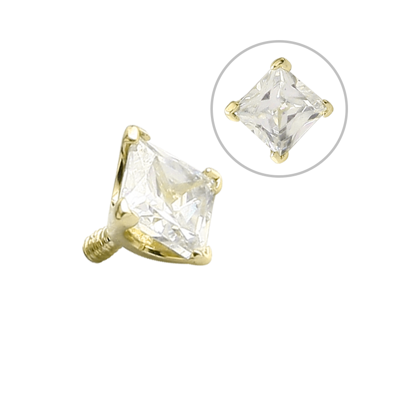 14K Gold Prong Set Square Jewelled Attachment (For 1.6 Internally Threaded Jewelry) Sfere e Componenti