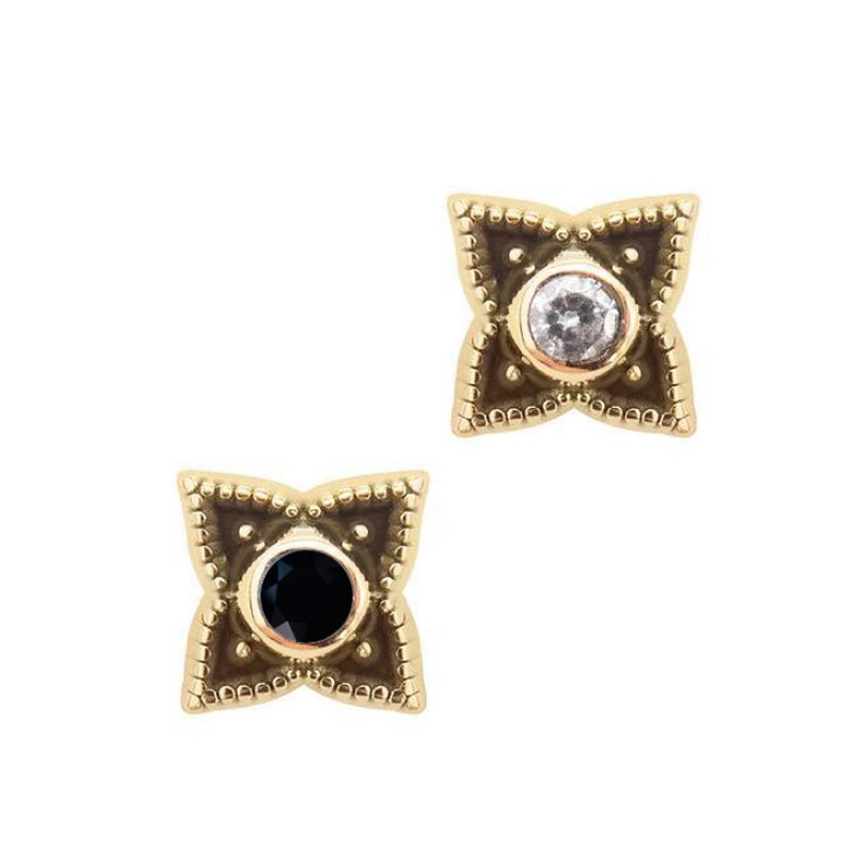 14K Gold Flower Mandala Attachment with Swarovski Crystal (For 1.6 Internally Threaded Jewelry) Sfere e Componenti