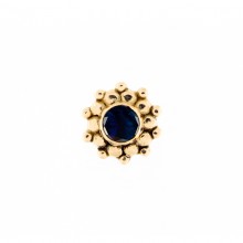 14K Gold Attachment with Sapphire (For 1.2mm Internally Threaded Jewelry)