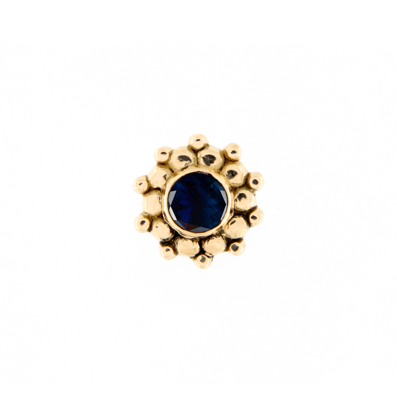 14K Gold Attachment with Sapphire (For 1.2mm Internally Threaded Jewelry) Sfere e Componenti