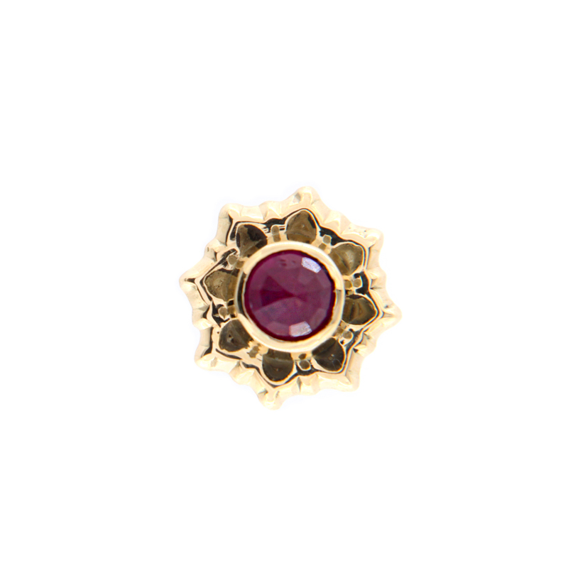 14K Gold Attachment with Ruby (For 1.2mm Internally Threaded Jewelry) Sfere e Componenti