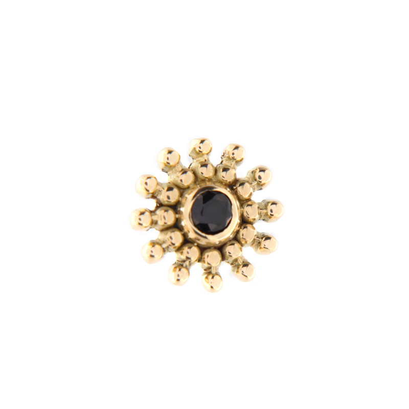14K Gold Attachment with Black Swarovski (For 1.6mm Internally Threaded Jewelry) Sfere e Componenti