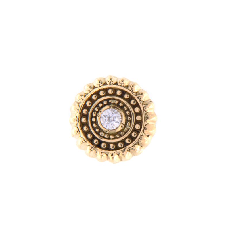 14K Gold Attachment with Swarovski Crystal (For 1.6mm Internally Threaded Jewelry) Sfere e Componenti
