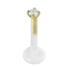 Bioplast® Internal Labret with 18K Gold Jewelled Stud (1.75mm Attachment)