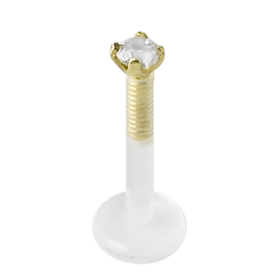 Bioplast® Internal Labret with 18K Gold Jewelled Stud (1.75mm Attachment) Labret