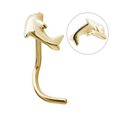 18k Gold Dolphin Nose Stud 0.8 Nostril e Cerchi