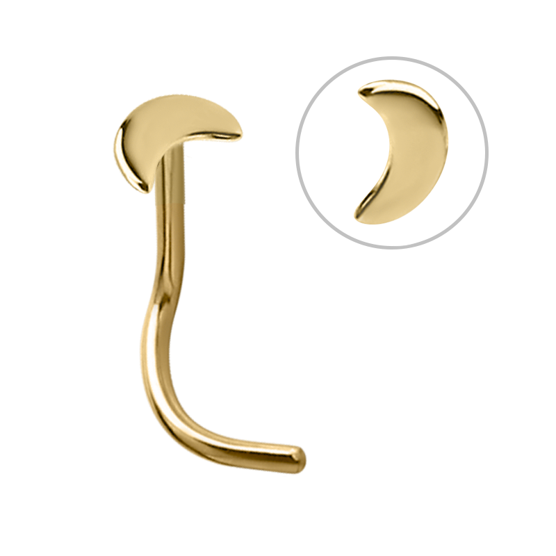 18k Gold Moon Nose Stud 0.8 Nostril e Cerchi