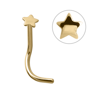 18k Gold Star Nose Stud 0.8 Nostril e Cerchi