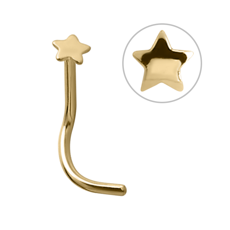 18k Gold Star Nose Stud 0.8 Nostril e Cerchi