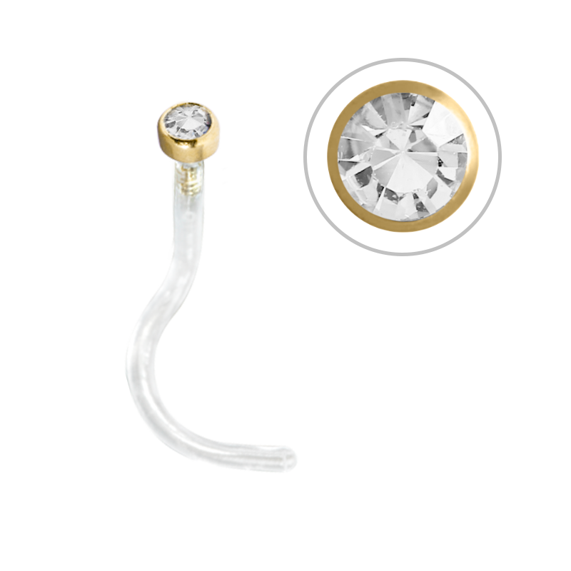Bioplast® Nose Stud with 18K Gold and Swarovski (1.85mm Attachment) Nostril e Cerchi