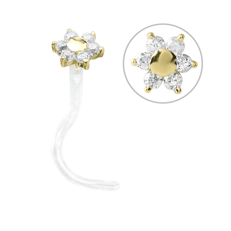 Bioplast® Nose Stud with 18K Gold and Swarovski Flower Nostril e Cerchi