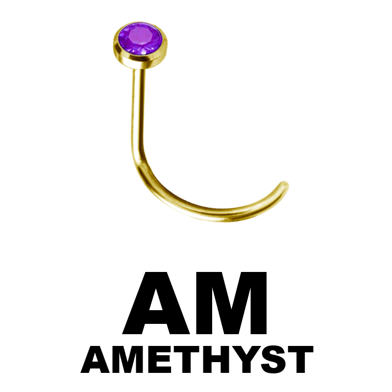 18k Gold Jewelled Nose Stud (2.35mm Attachment) Nostril e Cerchi