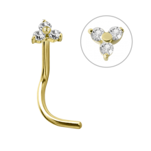 18k Gold Trinity Nose Stud with Cubic Zirconia