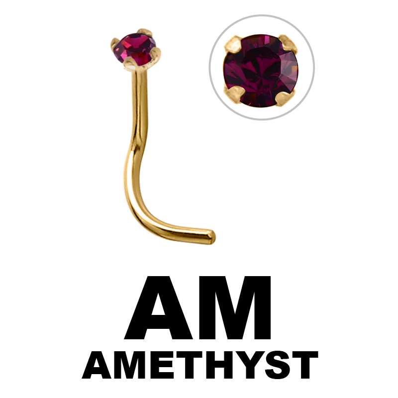 18k Gold Prong Set Jewelled Nose Stud (1.5mm Attachment) Nostril e Cerchi
