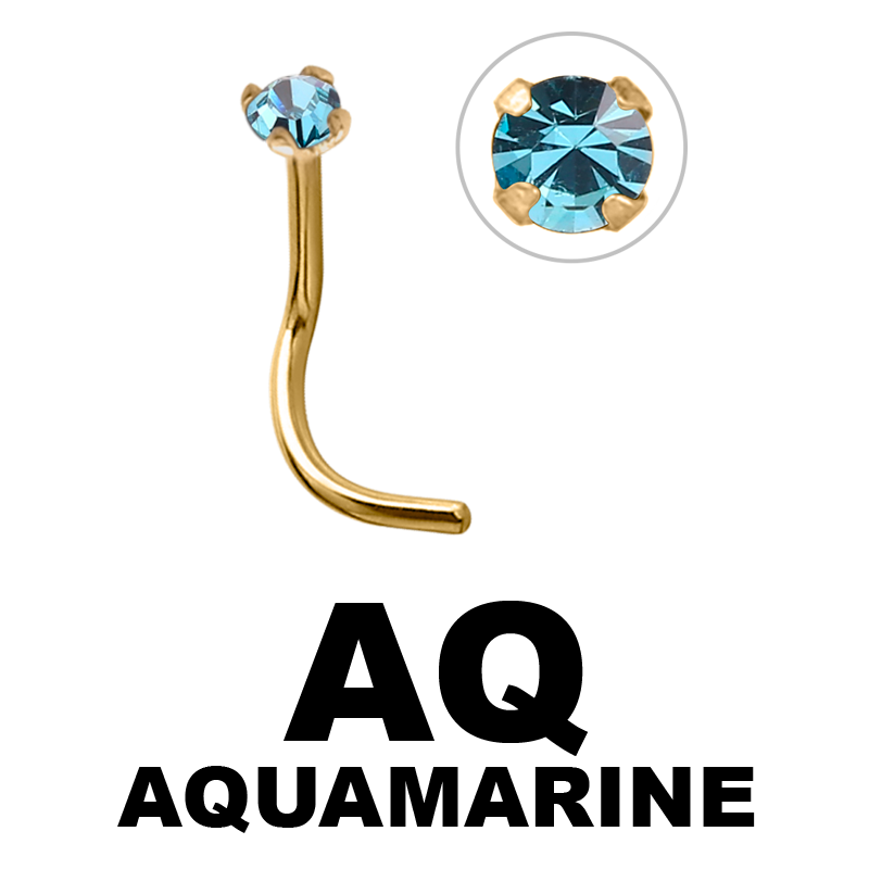 18k Gold Prong Set Jewelled Nose Stud (1.5mm Attachment) Nostril e Cerchi