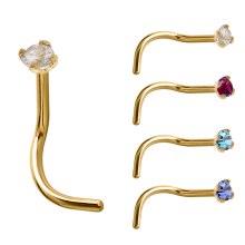 18k Gold Prong Set Jewelled Nose Stud (1.5mm Attachment)