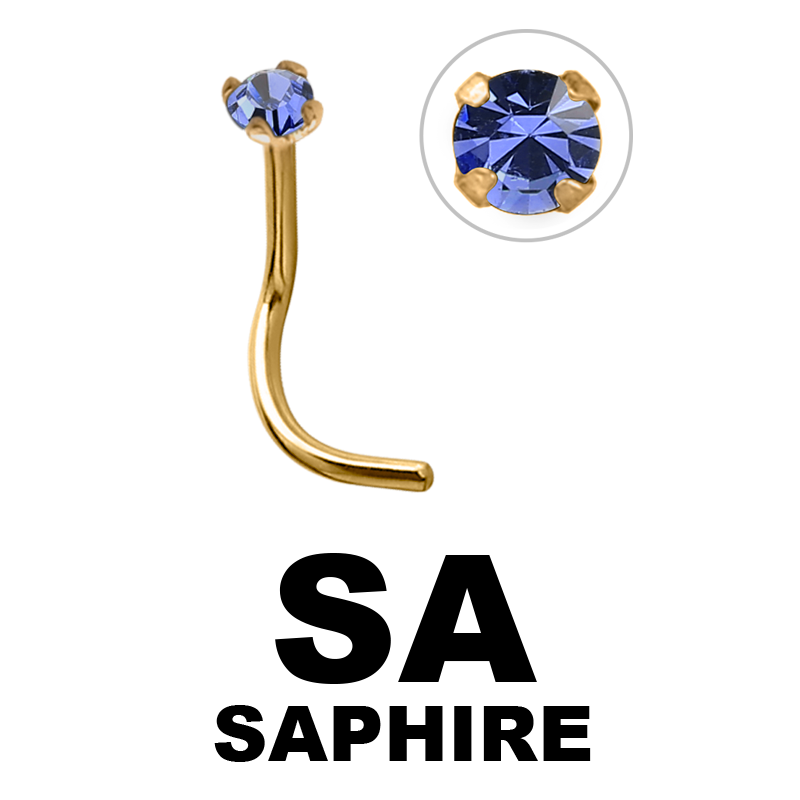18k Gold Prong Set Jewelled Nose Stud (1.5mm Attachment) Nostril e Cerchi