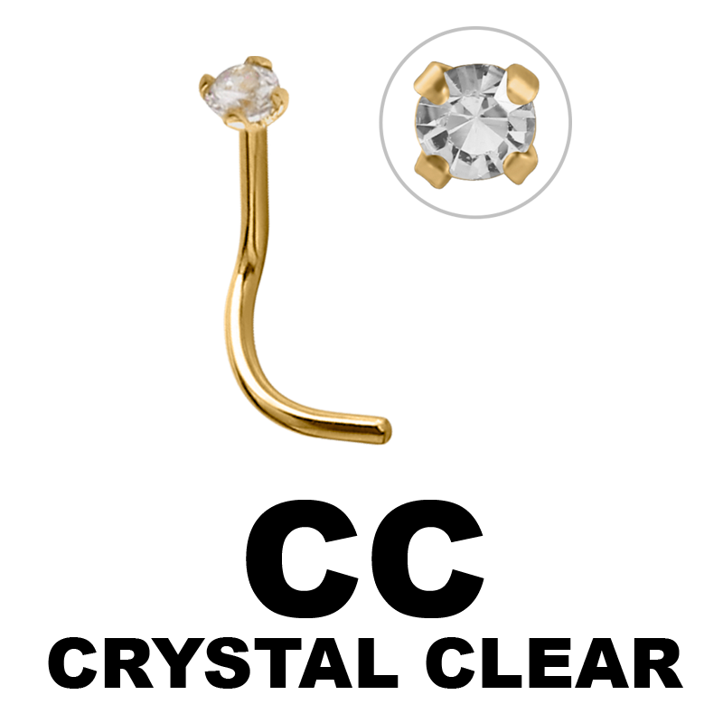 18k Gold Prong Set Jewelled Nose Stud (1.5mm Attachment) Nostril e Cerchi