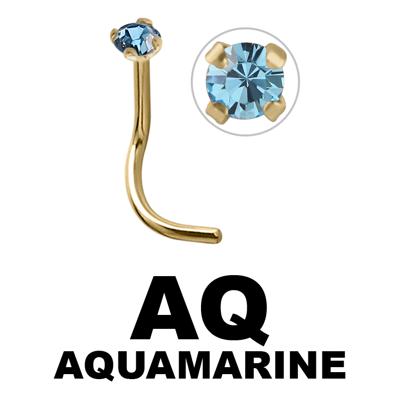 18k Gold Prong Set Jewelled Nose Stud (2.0mm Attachment) Nostril e Cerchi