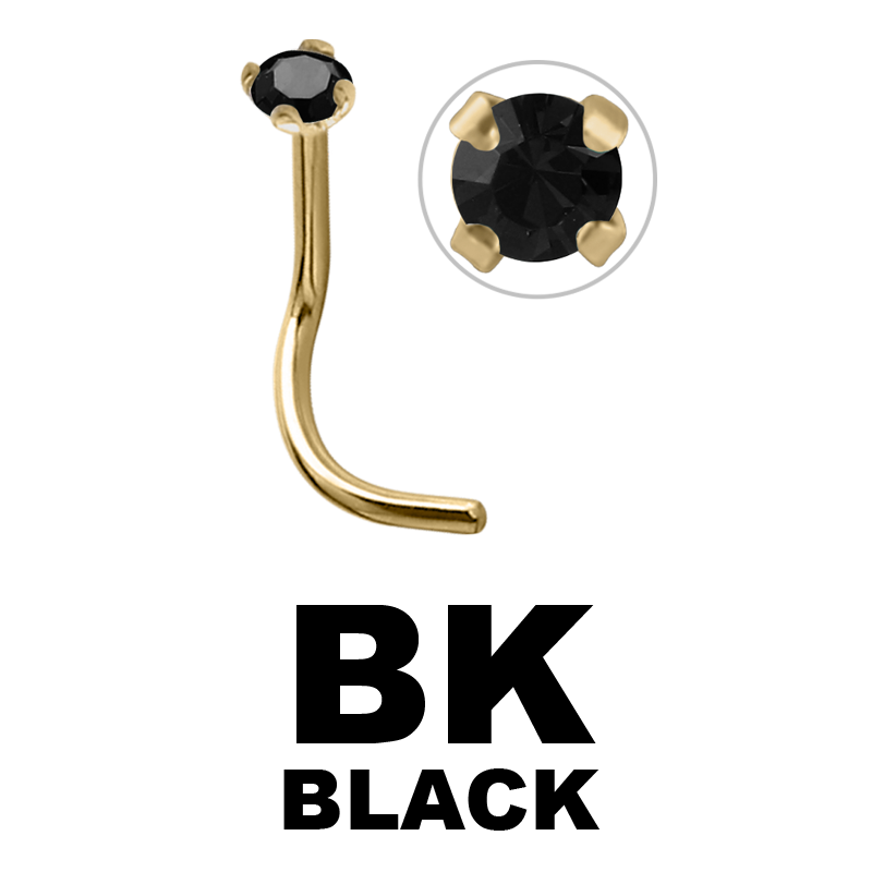 18k Gold Prong Set Jewelled Nose Stud (2.0mm Attachment) Nostril e Cerchi