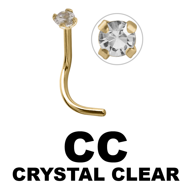 18k Gold Prong Set Jewelled Nose Stud (2.0mm Attachment) Nostril e Cerchi