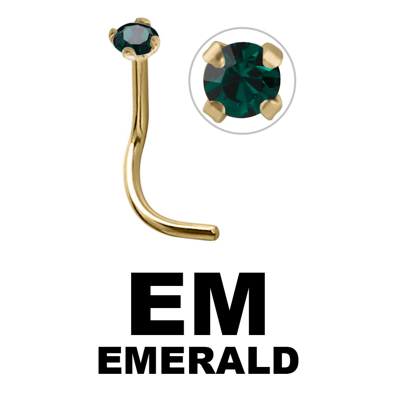 18k Gold Prong Set Jewelled Nose Stud (2.0mm Attachment) Nostril e Cerchi