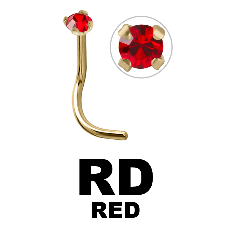 18k Gold Prong Set Jewelled Nose Stud (2.0mm Attachment) Nostril e Cerchi