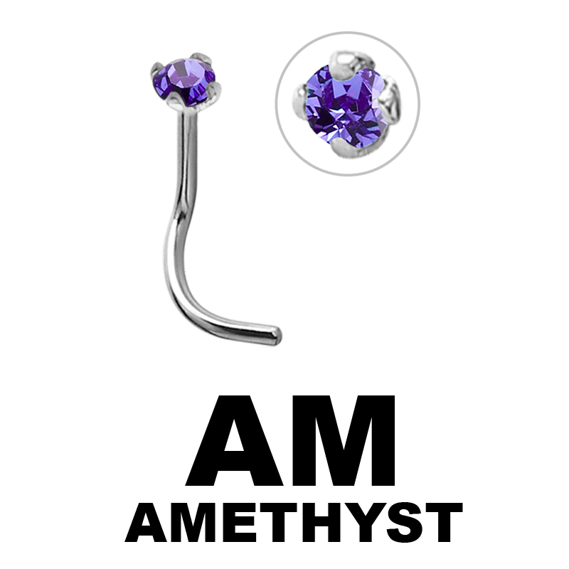 18k White Gold Prong Set Jewelled Nose Stud (1.5mm Attachment) Nostril e Cerchi