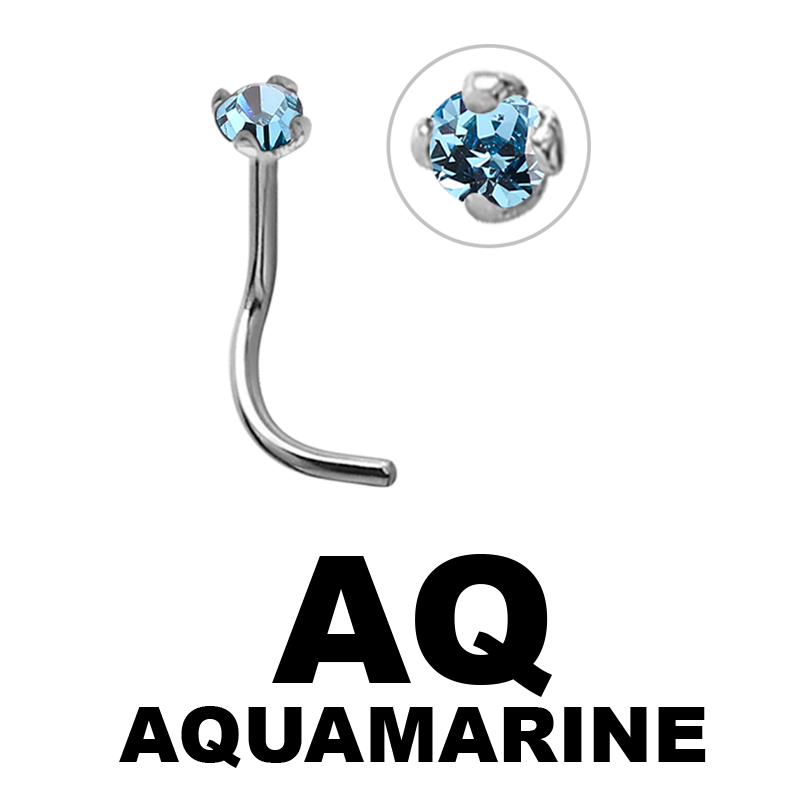 18k White Gold Prong Set Jewelled Nose Stud (1.5mm Attachment) Nostril e Cerchi
