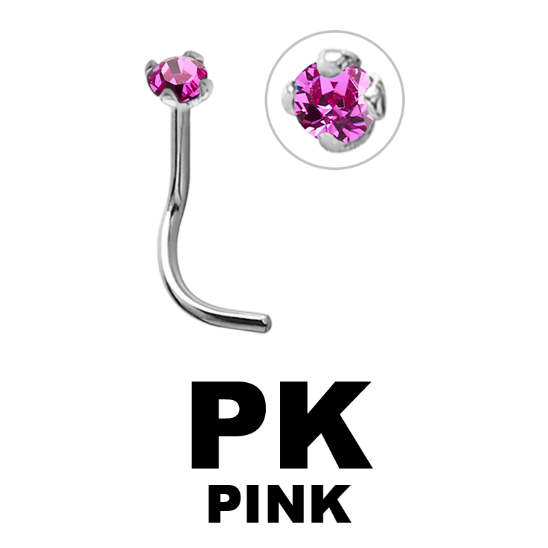 18k White Gold Prong Set Jewelled Nose Stud (2.0mm Attachment) Nostril e Cerchi