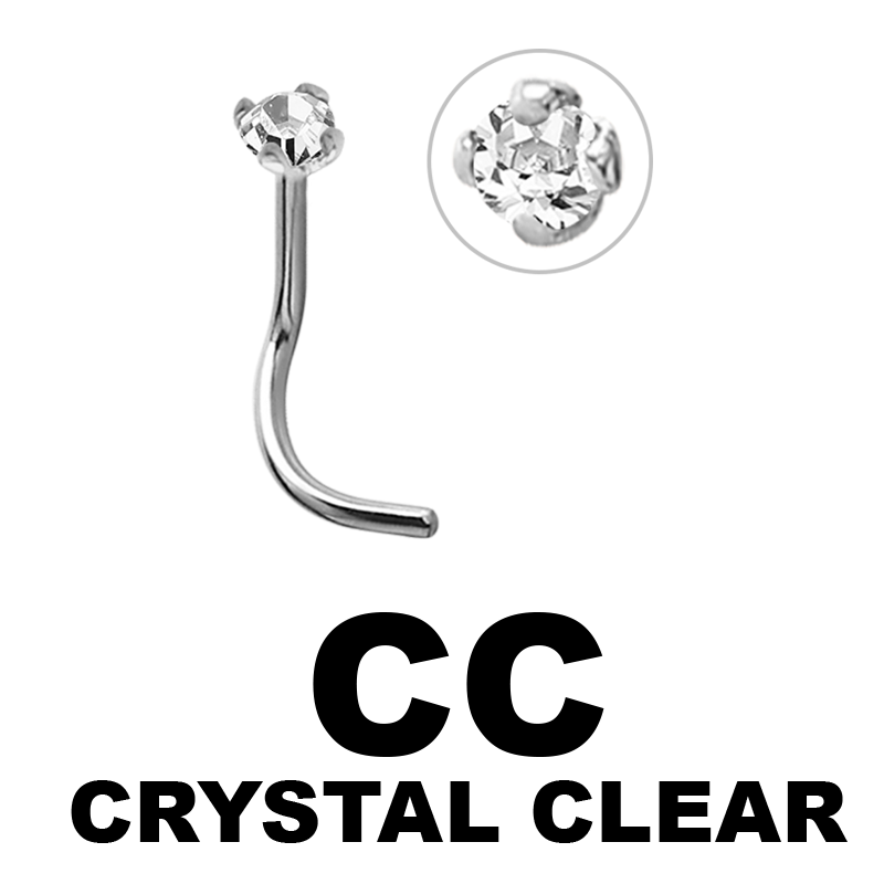 18k White Gold Prong Set Jewelled Nose Stud (2.0mm Attachment) Nostril e Cerchi
