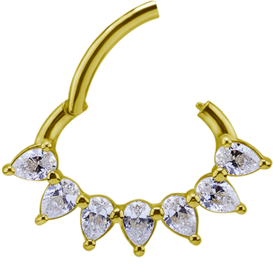 18K Gold Daith Ring with Swarovski Pear Shape Ear