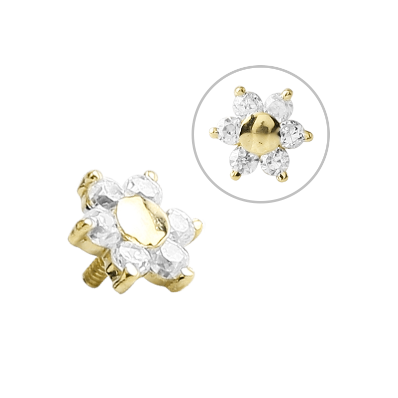 18K Gold Internal Attachment 5mm Prong Set Swarovski Flower (For 1.2/1.6 Internally Threaded Jewelry) Sfere e Componenti