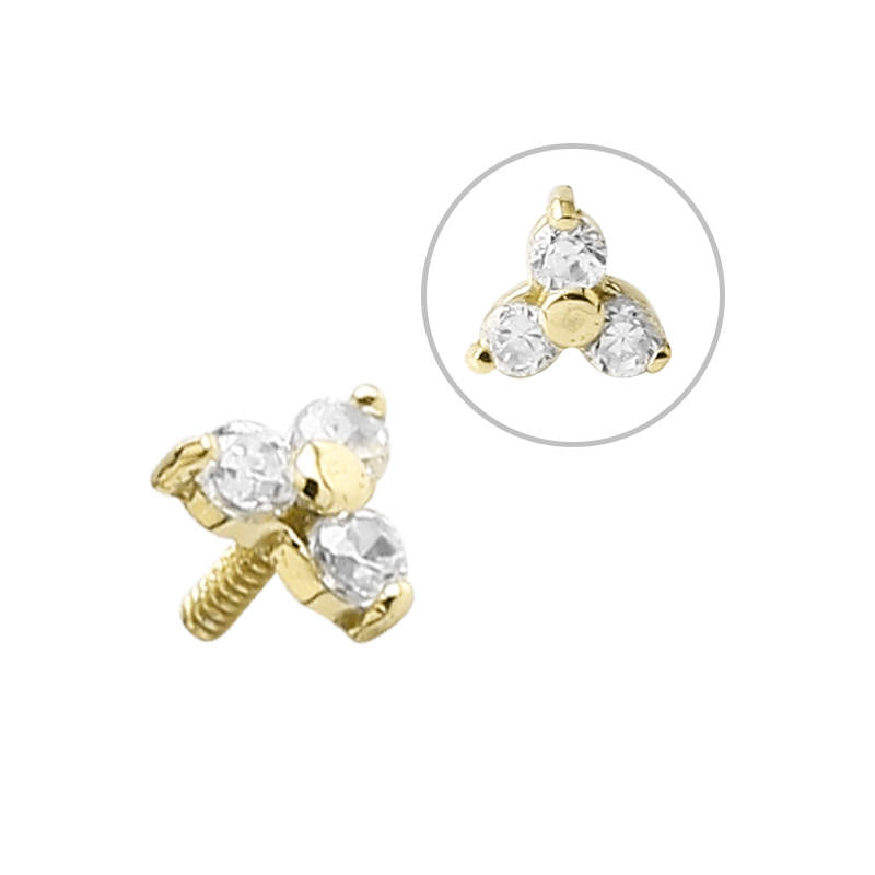 18K Gold Internal Attachment 4mm Prong Set Swarovski Trinity (For 1.2/1.6 Internally Threaded Jewelry) Sfere e Componenti