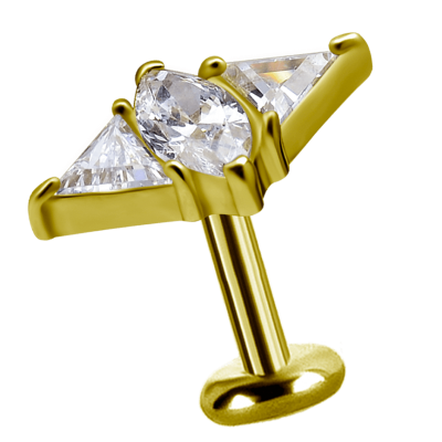 18K Gold Attachment with Swarovski Crystal (For 1.2mm Internally Threaded Jewelry) Sfere e Componenti