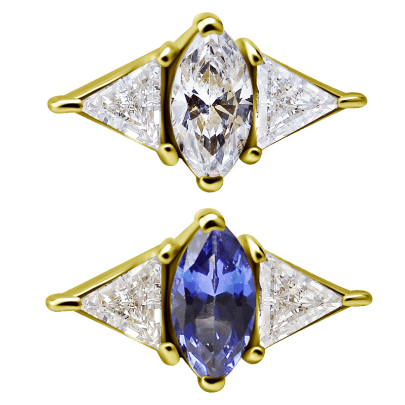 18K Gold Attachment with Swarovski Crystal (For 1.2mm Internally Threaded Jewelry) Sfere e Componenti