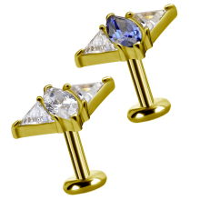 18K Gold Attachment with Swarovski Crystal (For 1.2mm Internally Threaded Jewelry)
