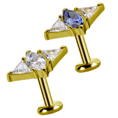 18K Gold Attachment with Swarovski Crystal (For 1.2mm Internally Threaded Jewelry) Sfere e Componenti
