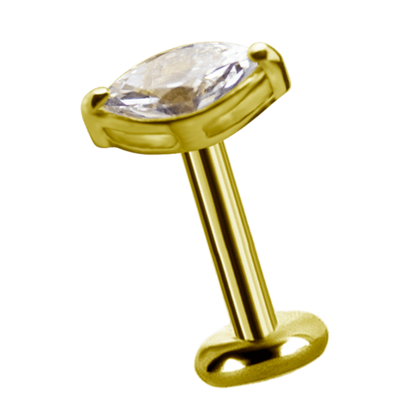 18K Gold Attachment with Marquise Shape Swarovski Crystal (For 1.2mm Internally Threaded Jewelry) Sfere e Componenti