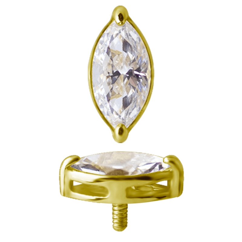 18K Gold Attachment with Marquise Shape Swarovski Crystal (For 1.2mm Internally Threaded Jewelry) Sfere e Componenti
