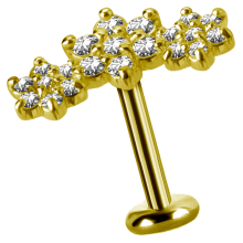 18K Gold Flower Attachment with Swarovski Crystal (For 1.2mm Internally Threaded Jewelry)