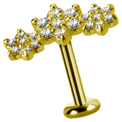 18K Gold Flower Attachment with Swarovski Crystal (For 1.2mm Internally Threaded Jewelry) Sfere e Componenti