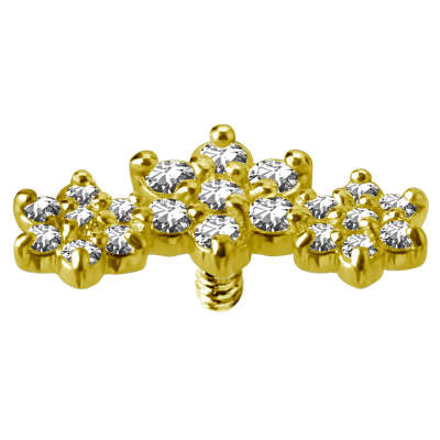 18K Gold Flower Attachment with Swarovski Crystal (For 1.2mm Internally Threaded Jewelry) Sfere e Componenti