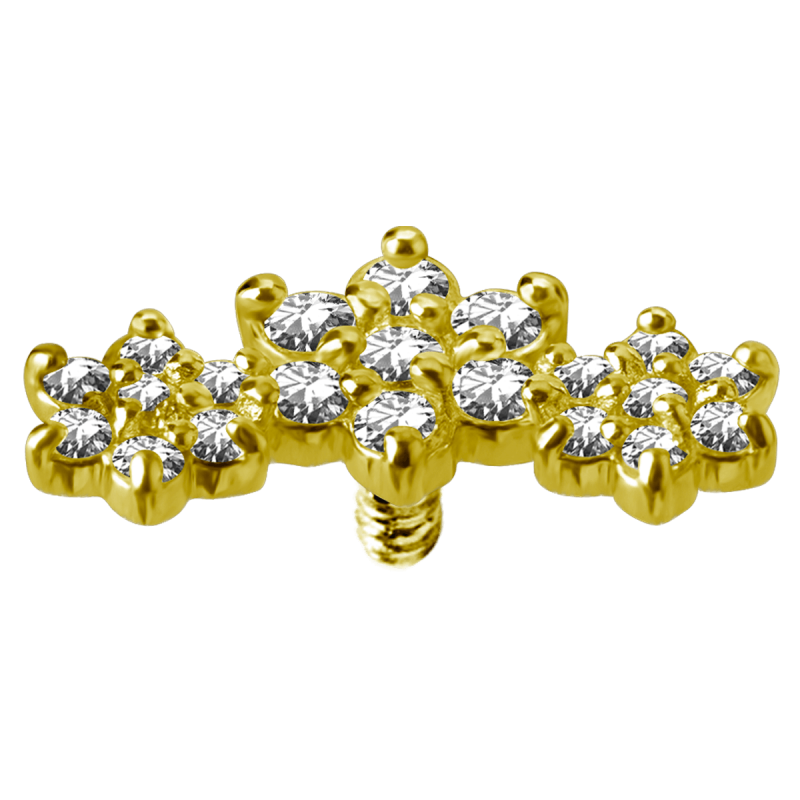 18K Gold Flower Attachment with Swarovski Crystal (For 1.2mm Internally Threaded Jewelry) Sfere e Componenti