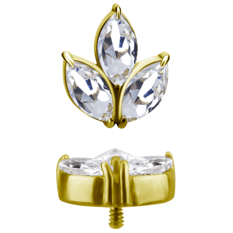 18K Gold Attachment with Marquise Shape Swarovski Crystal (For 1.2mm Internally Threaded Jewelry) Sfere e Componenti