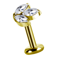 18K Gold Attachment with Marquise Shape Swarovski Crystal (For 1.2mm Internally Threaded Jewelry)