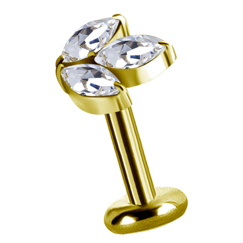 18K Gold Attachment with Marquise Shape Swarovski Crystal (For 1.2mm Internally Threaded Jewelry) Sfere e Componenti