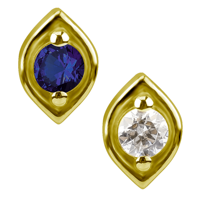 18K Gold Attachment with Swarovski Crystal (For 1.2mm Internally Threaded Jewelry) Sfere e Componenti